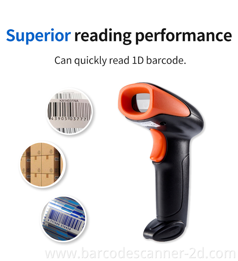 Stock Scanners 1D CCD Barcode Scanner with Stand 